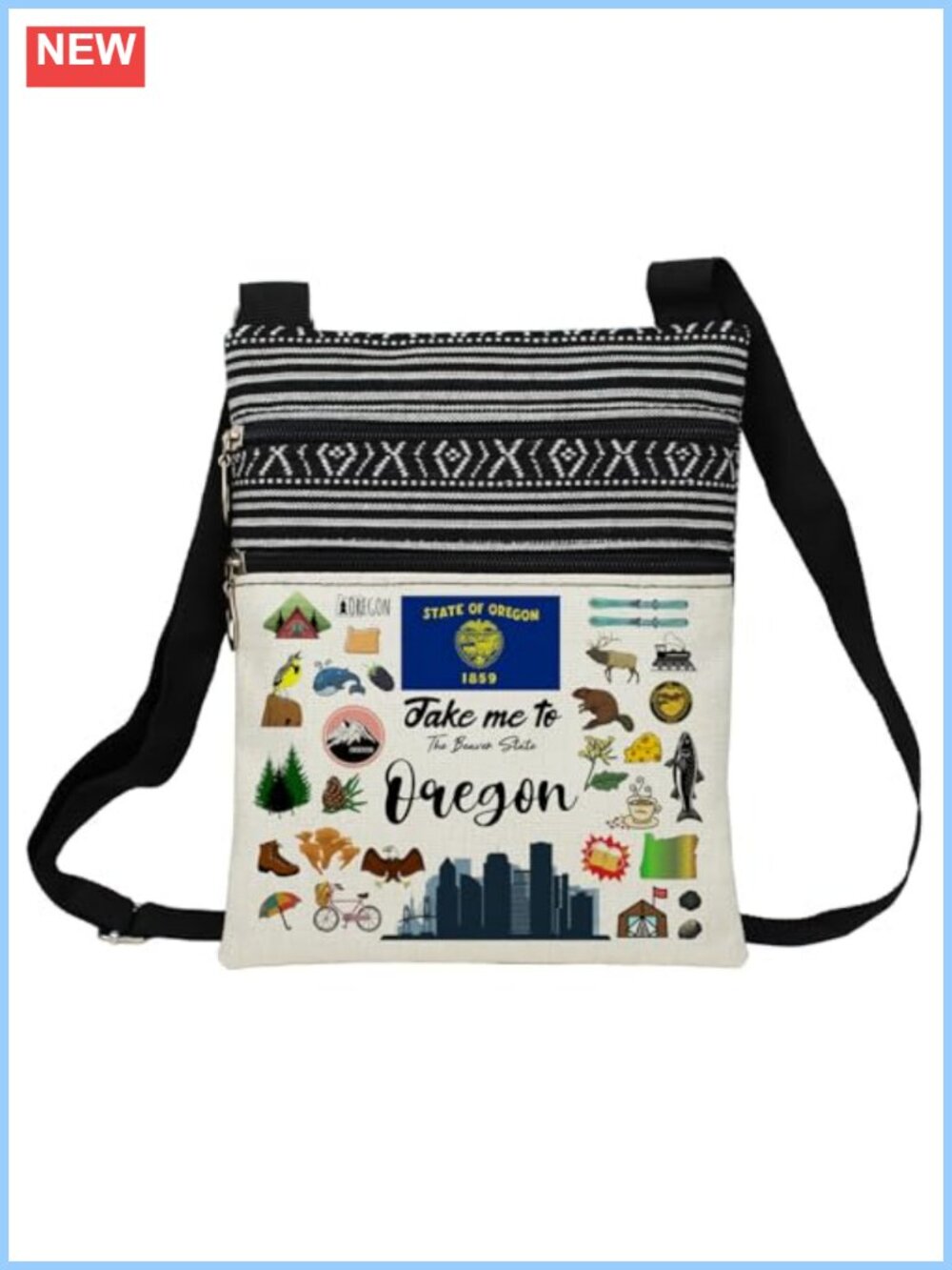 Women's Polyester Crossbody Bag Ethnic Print Adjustable Strap Small Pouch